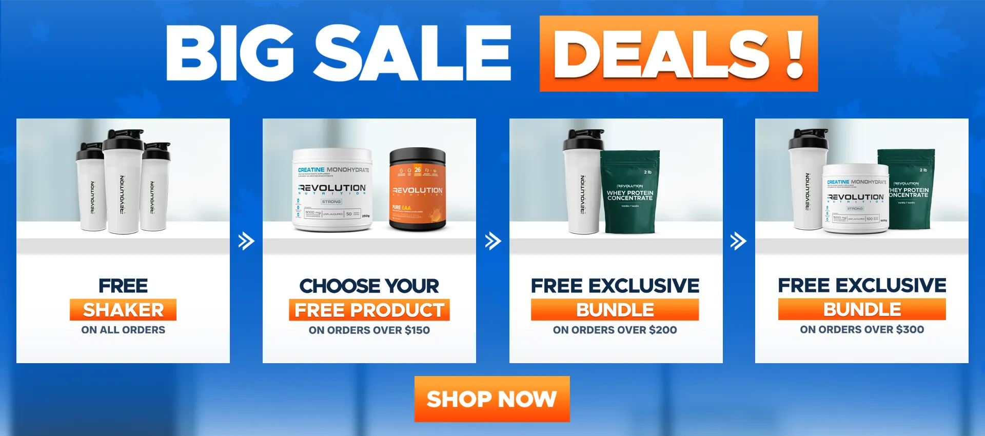 our tiers are free shipping over $99, free creating 1kg over $200 and a $50 e-gift card over $300