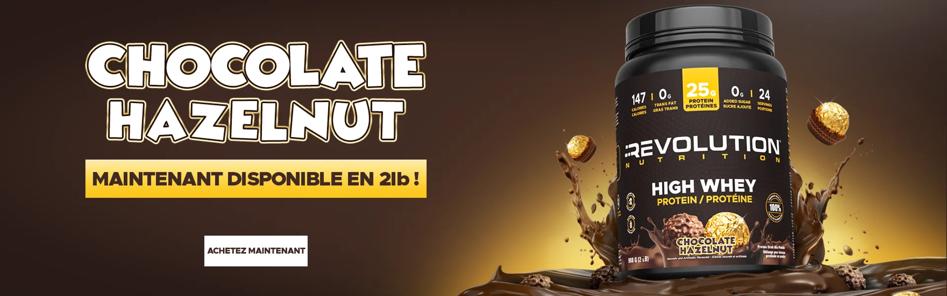 New High Whey flavor, chocolate hazelnut