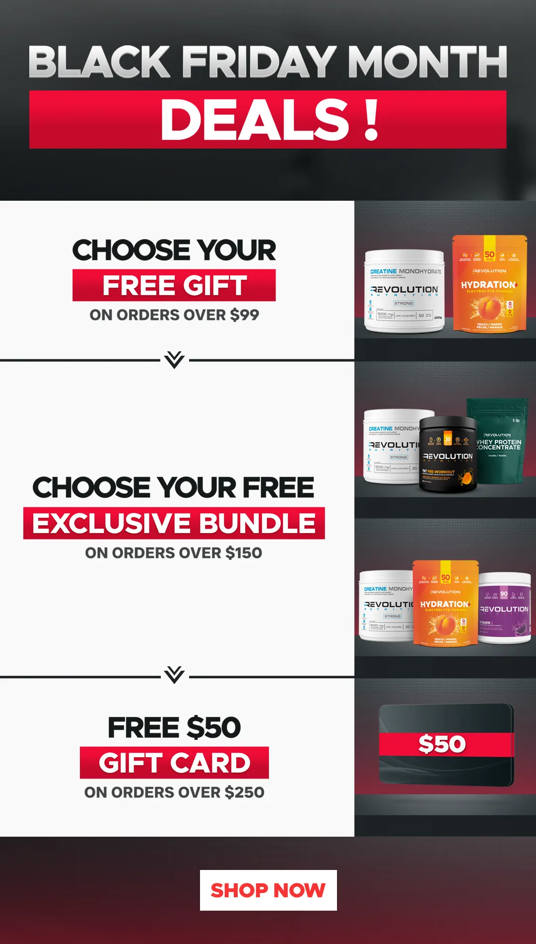 Black FRIDAY MONTH - Free gifts from creatine up to a 50$ gift card or bundles