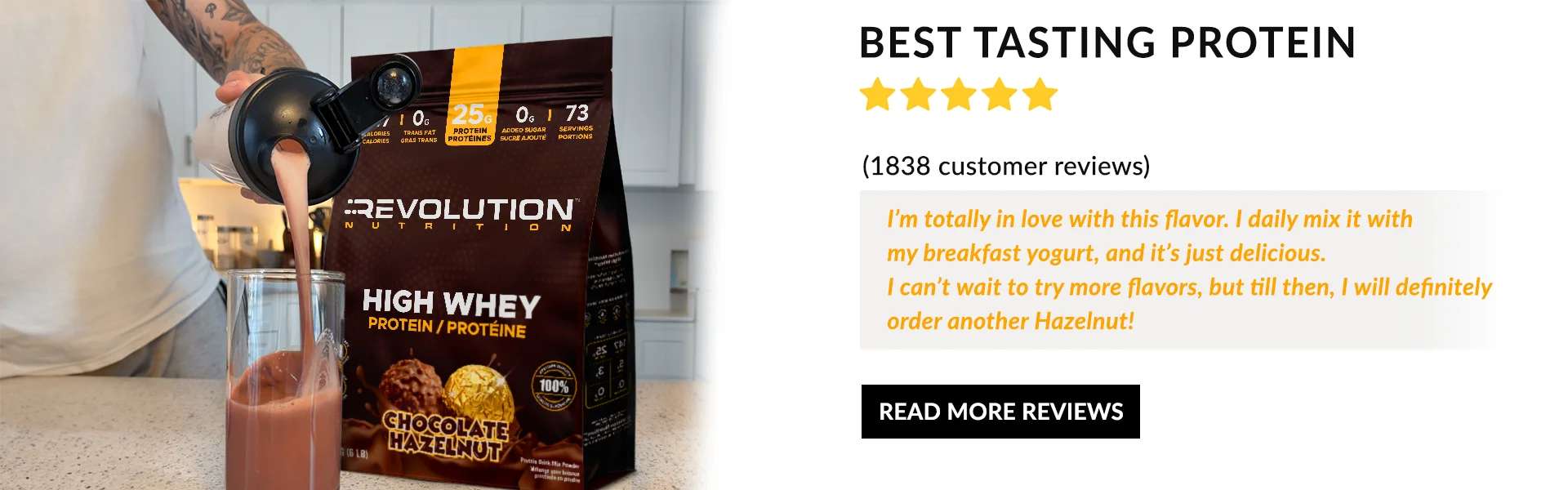 highest review products banner will lead you to the reviews section of the high whey product page