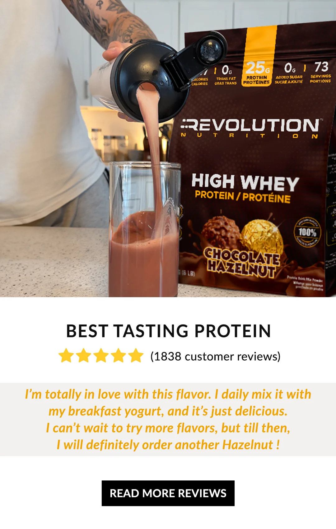 highest review products banner will lead you to the reviews section of the high whey product page