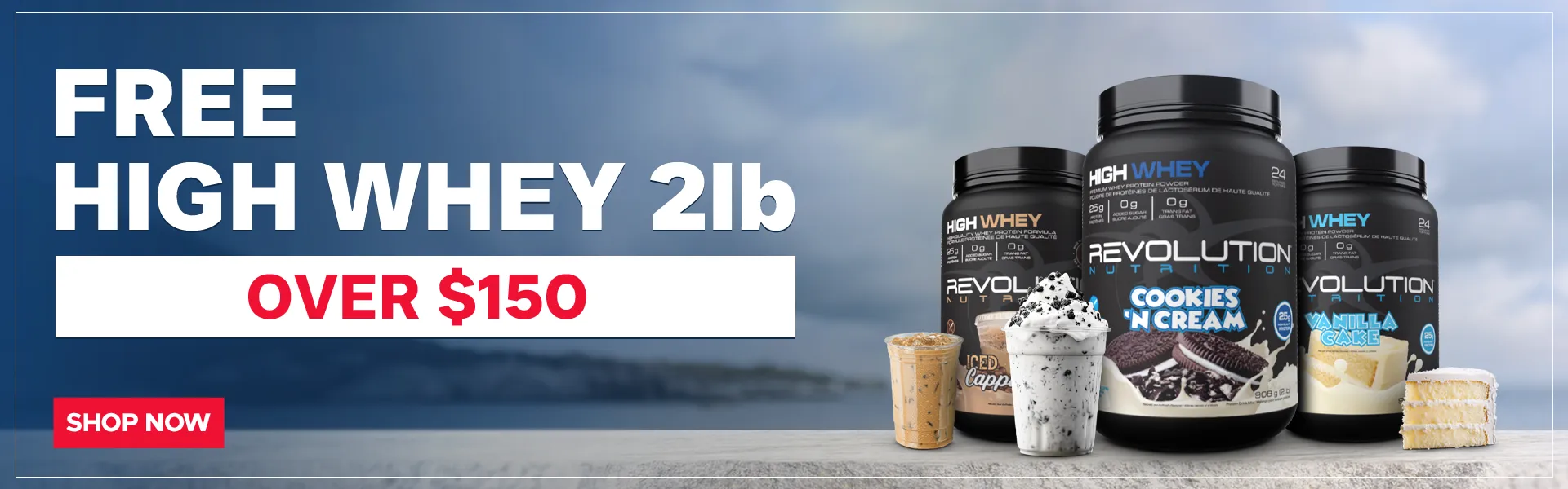 free high whey cookies and cream over 150
