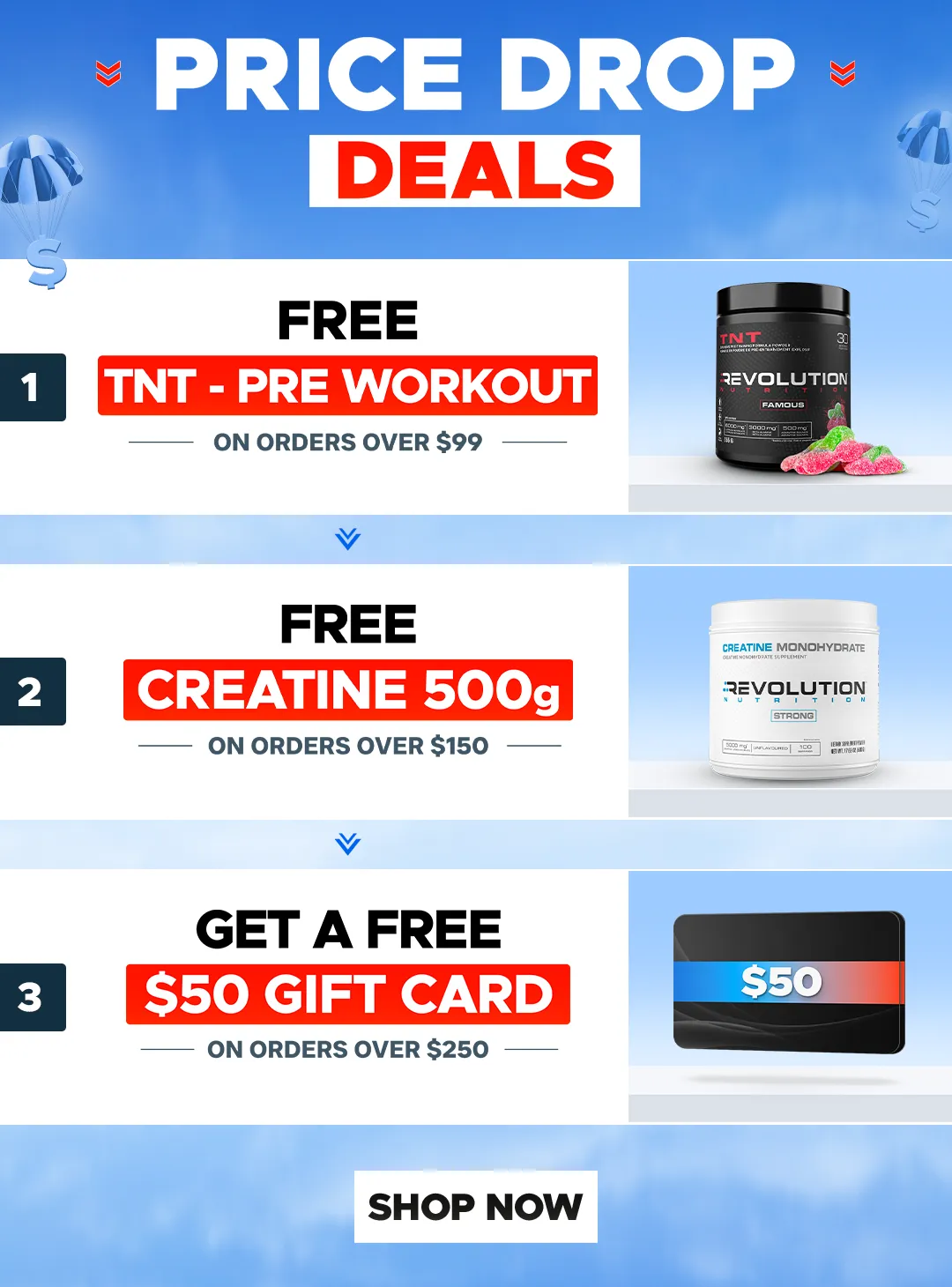 CLEARANCE SALE - free pure eaa or Creatine 50 Servings over $120, creatine 100 Servings or $20 gift card over $150 and $35 gift card over $200