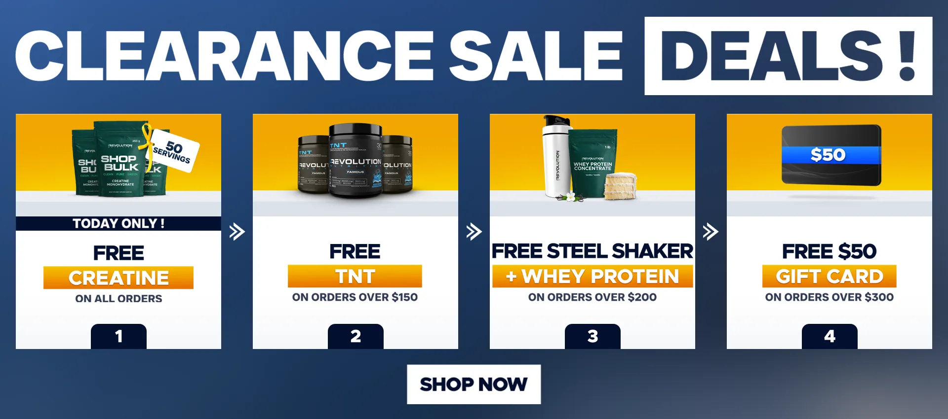 our tiers are free shipping over $99, free creating 1kg over $200 and a $50 e-gift card over $300