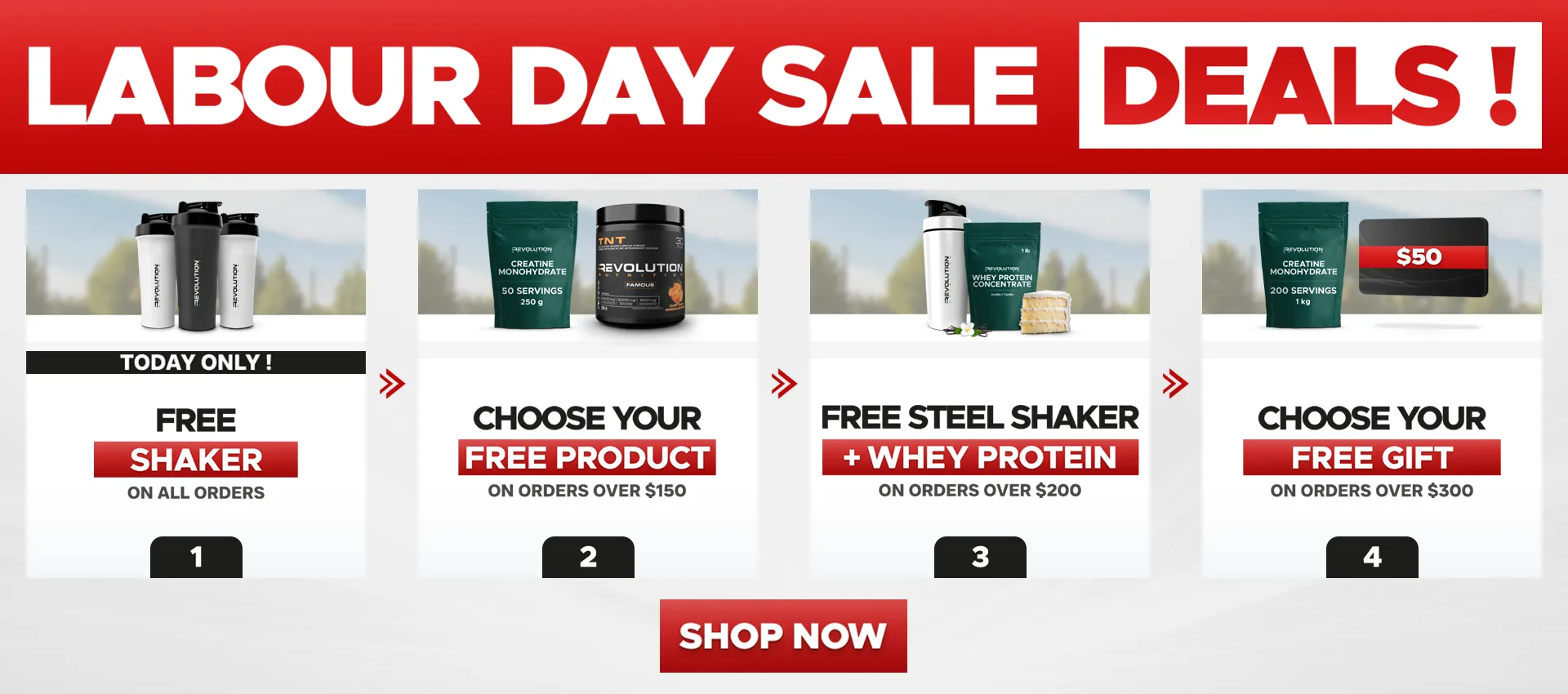 our tiers are free shipping over $99, free creating 1kg over $200 and a $50 e-gift card over $300