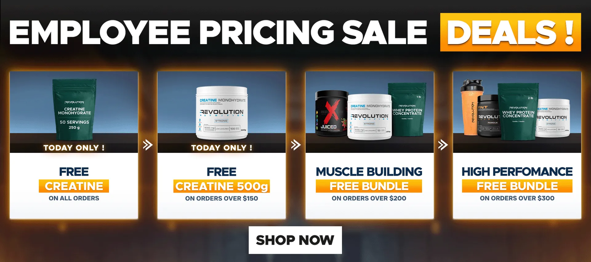 our tiers are free shipping over $99, free creating 1kg over $200 and a $50 e-gift card over $300