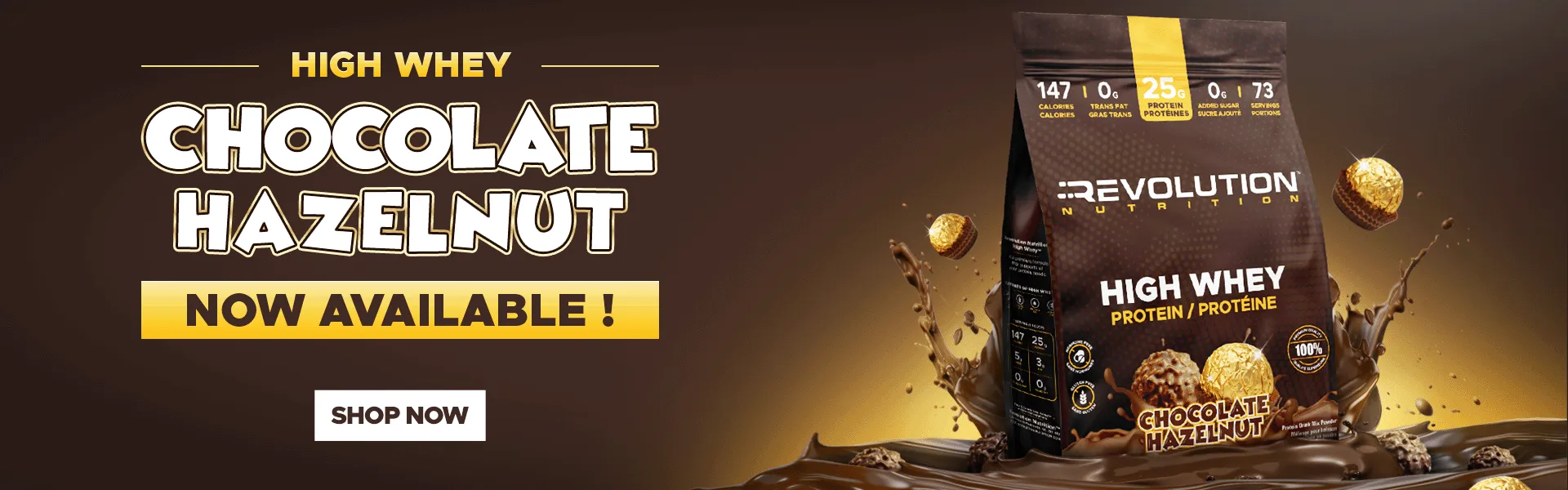 New High Whey flavor, chocolate hazelnut