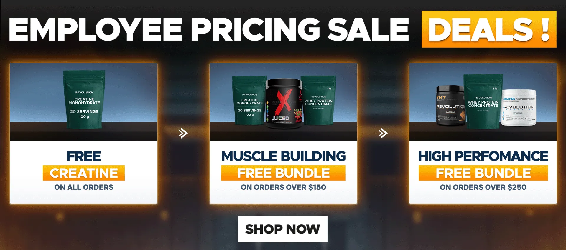 CLEARANCE SALE - Free creatine 20 Servings on all orders, choose between TNT and pure EAA over 99$ and high whey over 150$ and 50$ gift card over 250, you can only choose one gift at any given time