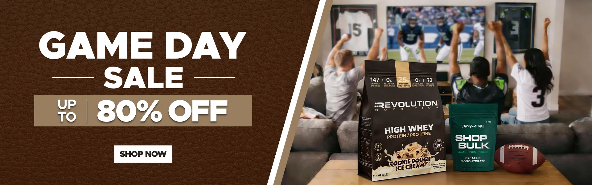 Game Day sale banner up to 80% off shop now