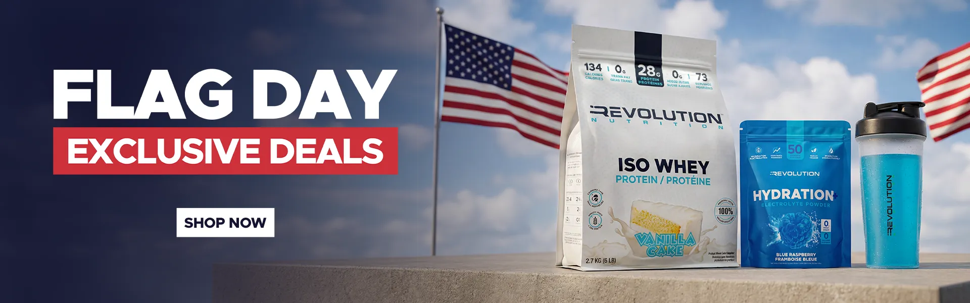 flag day cross promo, shop now